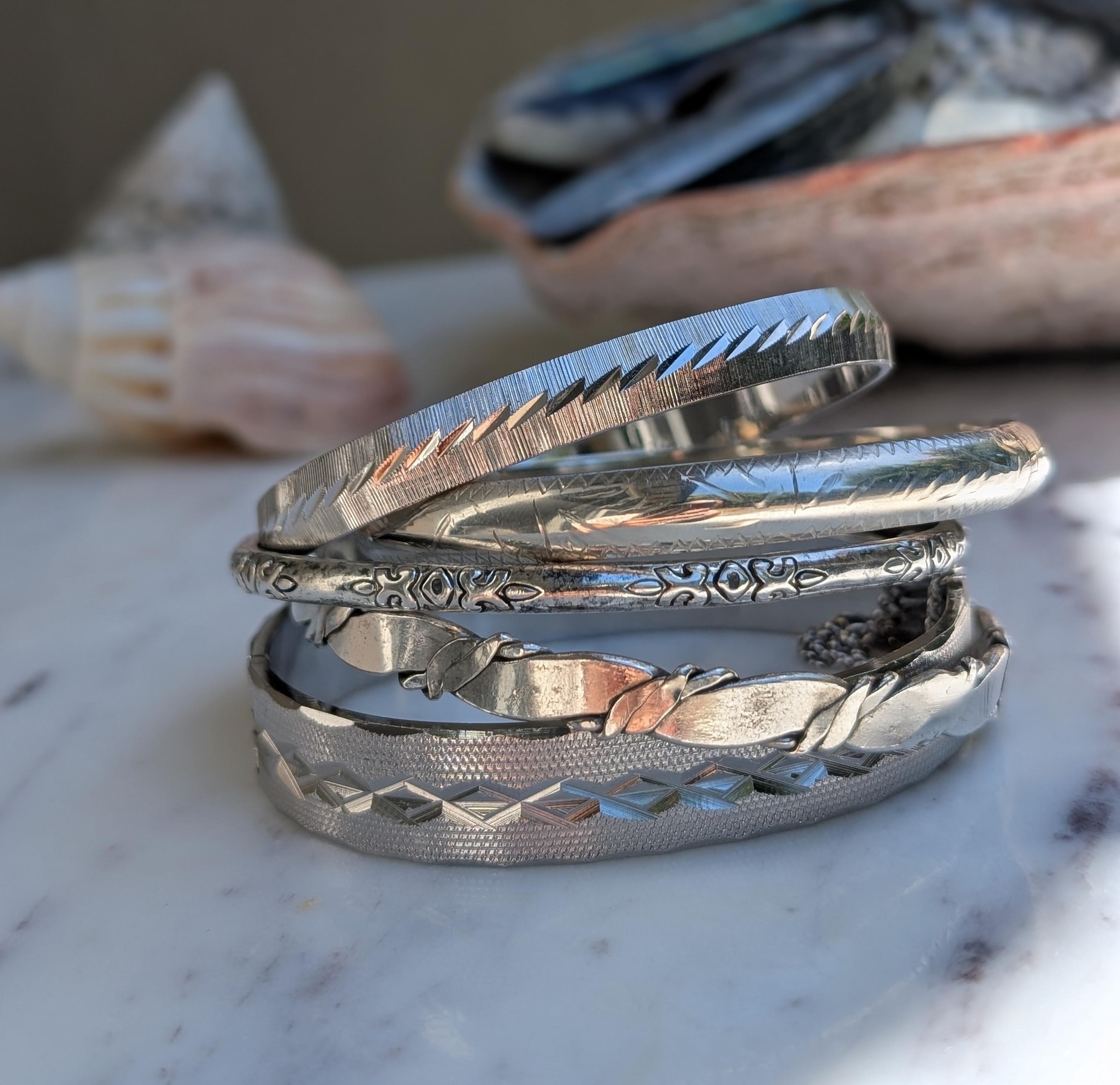 vintage silver bangle セット Vintage Silver Bangle - Etsy