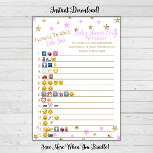 Emoji Pictionary Baby Shower Game - Pink and Gold Baby Shower Games - Girl Baby Shower - Instant Download Digital Printable BONUS GAME