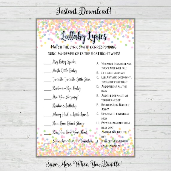 Music Match Printable Baby Shower Game || Lyric Song Digital Baby Shower  Games Download Magic | Boy Party Games || Wizard Theme