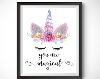 Printable Wall Art - You are Magical Print Home Decor Unicorn Instant Download Digital Download