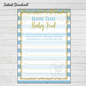 Baby Food Baby Shower Game - Blue and Gold Confetti Digital Download Instant Printable Print Boy
