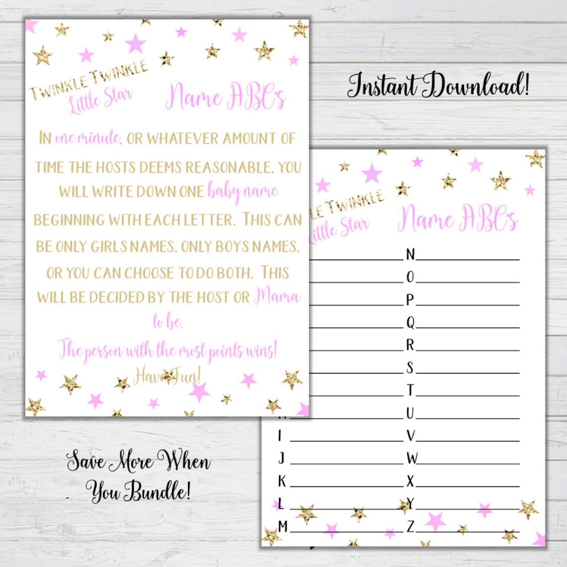 Baby Name Baby Shower Game Pink and Gold Baby Shower Games Girl Baby