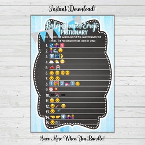 Baby Emoji Pictionary - Baby Shower Games - Baby Emoji Game - Boy Baby Shower - Party Activity - Instant Download - Digital Download BONUS