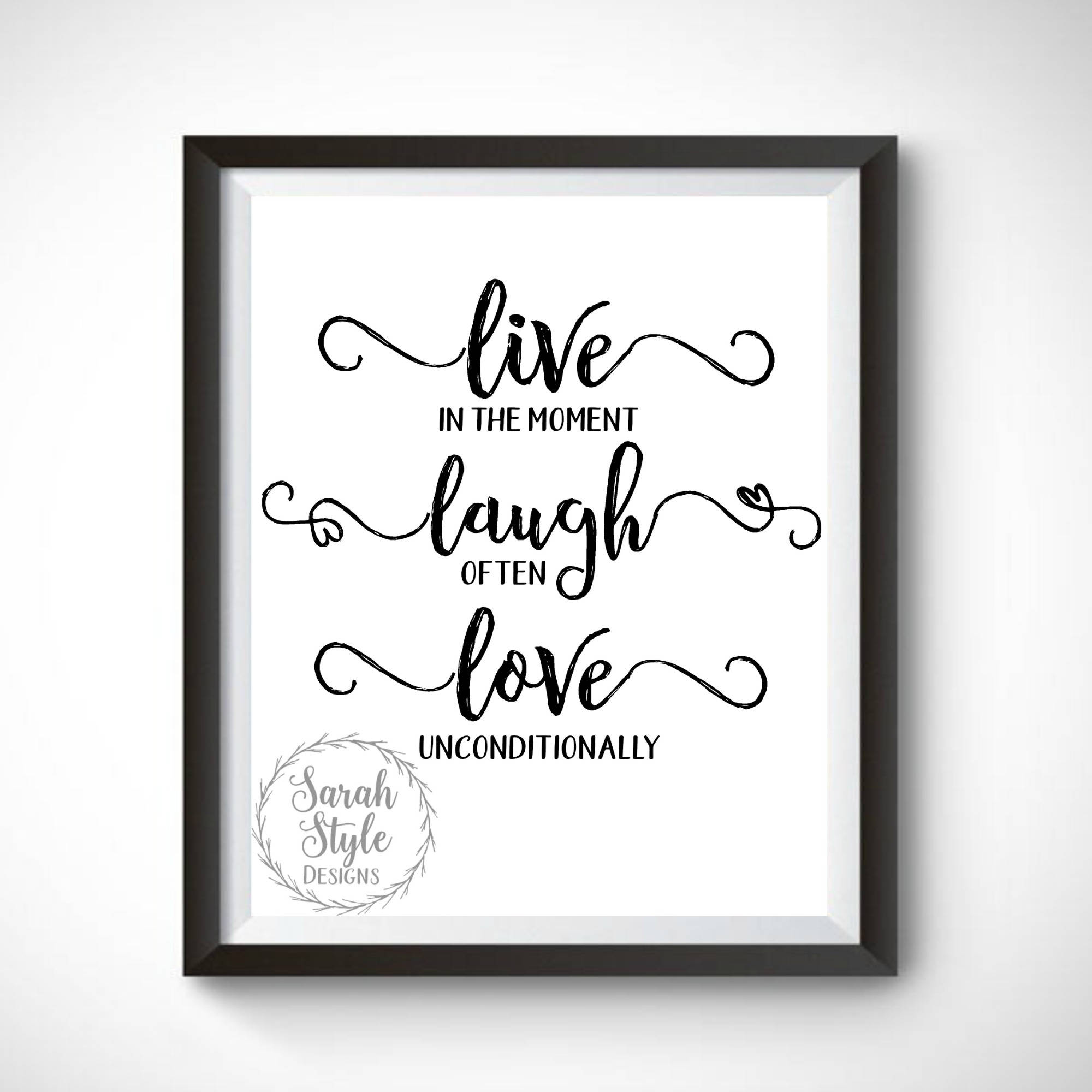 Printable Wall Art Minimalist Motivational Live Laugh Love | Etsy