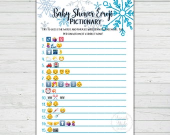 Baby Shower Emoji Pictionary - Winter Baby Shower Games - Snowflake Theme - Instant Download - Digital Printable - BONUS GAME Party Activity