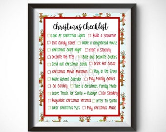 Christmas Checklist Printable - Family Tradition, Digital Print, Holiday Fun - INSTANT DOWNLOAD
