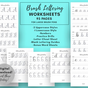 Brush Lettering Worksheets for Large Pens - Calligraphy Worksheets ...