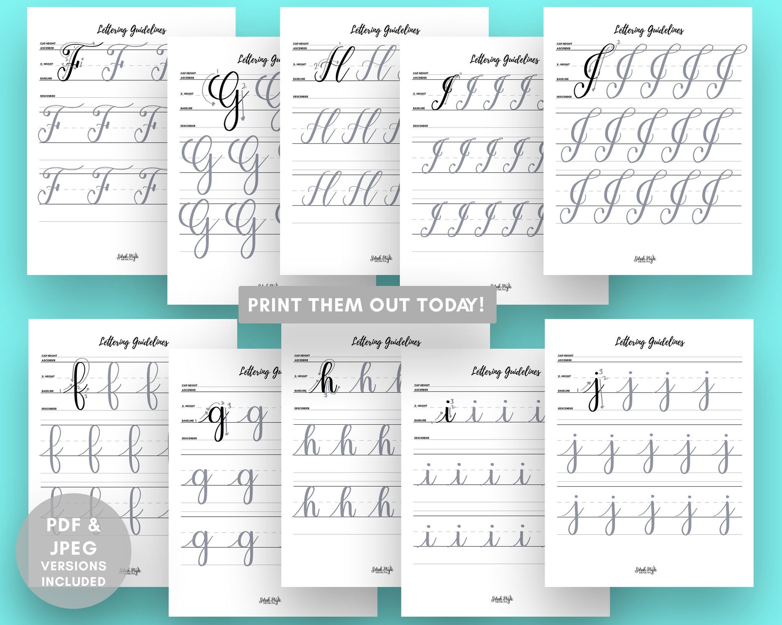 Brush Lettering Worksheets for Large Pens - Calligraphy Worksheets ...