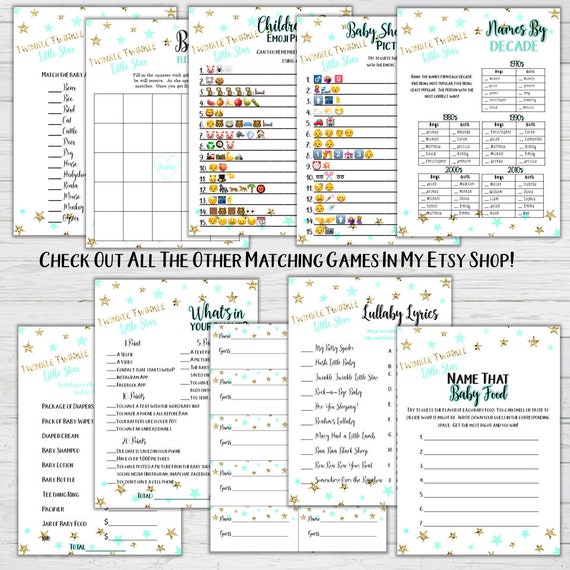 Music Match Printable Baby Shower Game Lyric Song Digital 