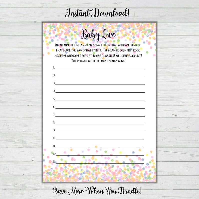 Baby Shower 9 Game Bundle Answer Keys Baby Shower Game Set Etsy