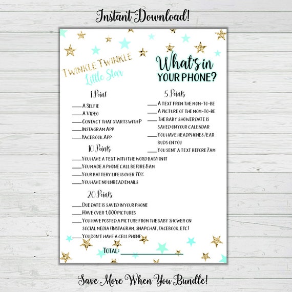 Instant What/'s On Your Phone Printable Baby Shower Game Cell Phone Game Floral Baby Shower Woodland Shower Greenery Printable Game Digital