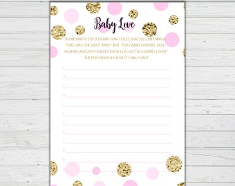 Baby Song Baby Shower Game - Pink and Gold Baby Shower Games - Girl Baby Shower - Instant Download - Digital Printable - BONUS GAME