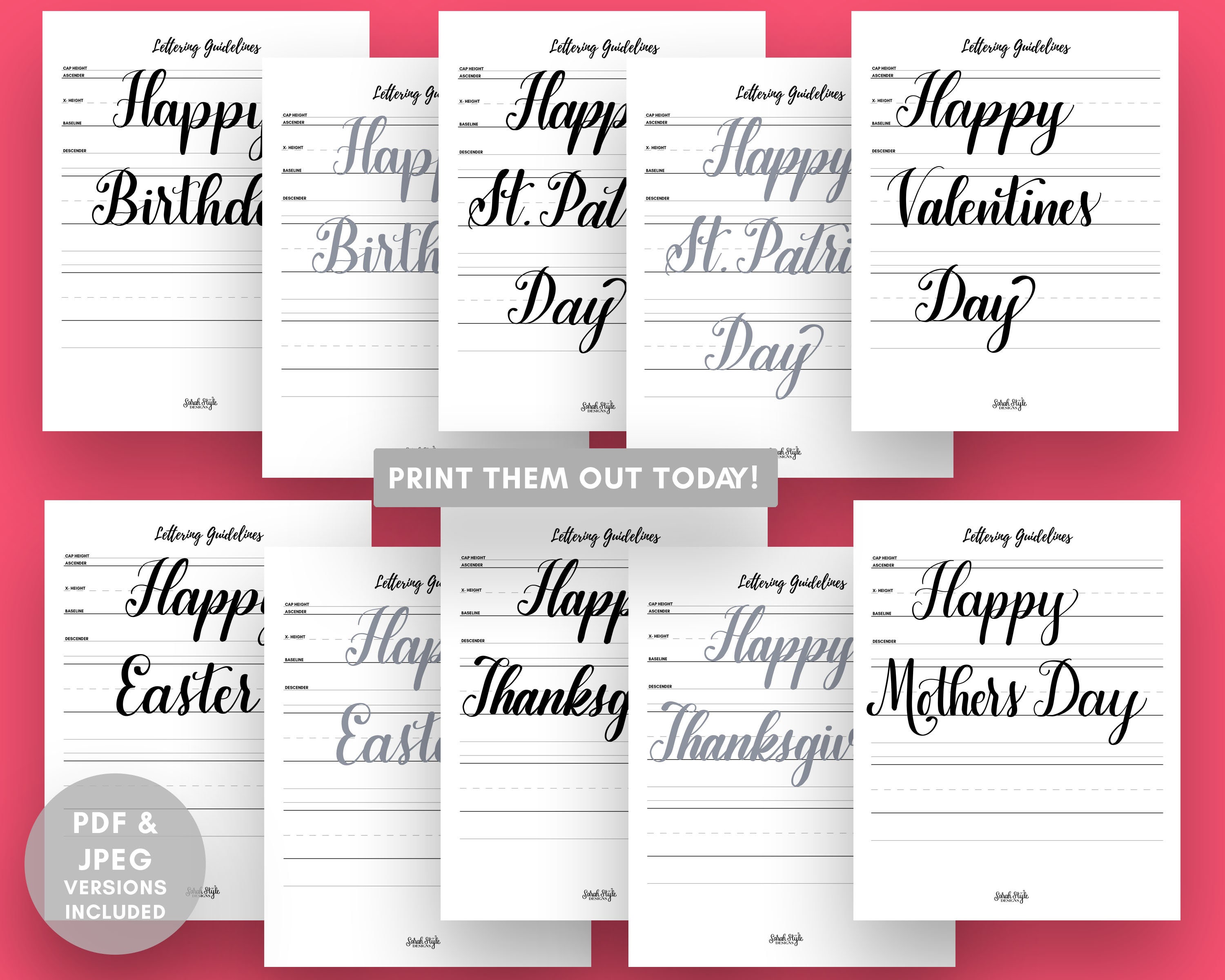 Calligraphy Worksheets Holidays - Calligraphy Practice Sheets ...