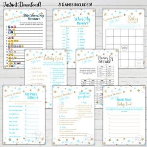 Twinkle Twinkle Little Star Baby Shower Game Bundle Set Pack Party Activity Blue Gold Printable Digital Download Instant Print Set 1