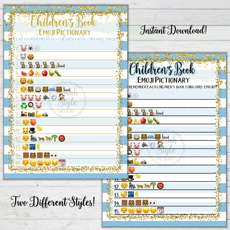 Children's Book Emoji Pictionary Baby Shower Game Activity Instant ...