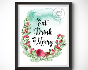 Weihnachten druckbare Wand-Kunst - Weihnachten Zeichen Weihnachten Blumenkranz Dekor Weihnachten druckbare sofortigen Download drucken Poster Zeichen