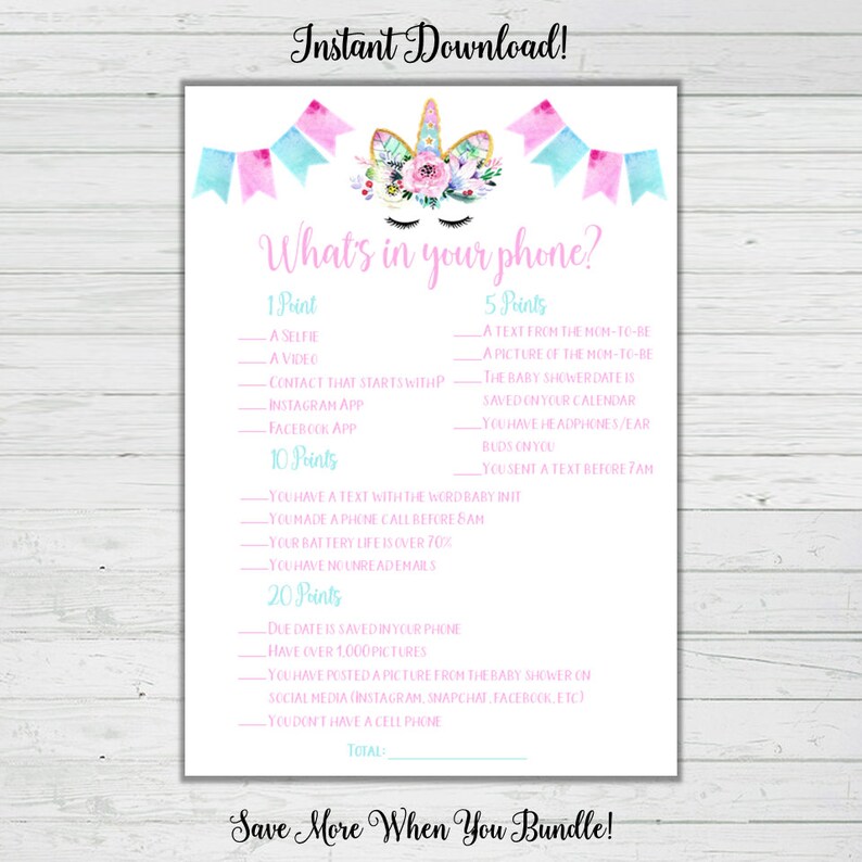 Unicorn Boy or girl Shower Video games - Whats Within Your Telephone Boy or girl Shower Recreation - Turquoise Purple Lady Child Shower Prompt Down load Electronic Printable Reward picture about What's in Your Phone Baby Shower Game Free Printable referred to as Unicorn Boy or girl Shower Online games - Whats Inside of Your Mobile phone Kid Shower Activity - Turquoise Crimson Female Boy or girl Shower Immediate Down load Electronic Printable Reward