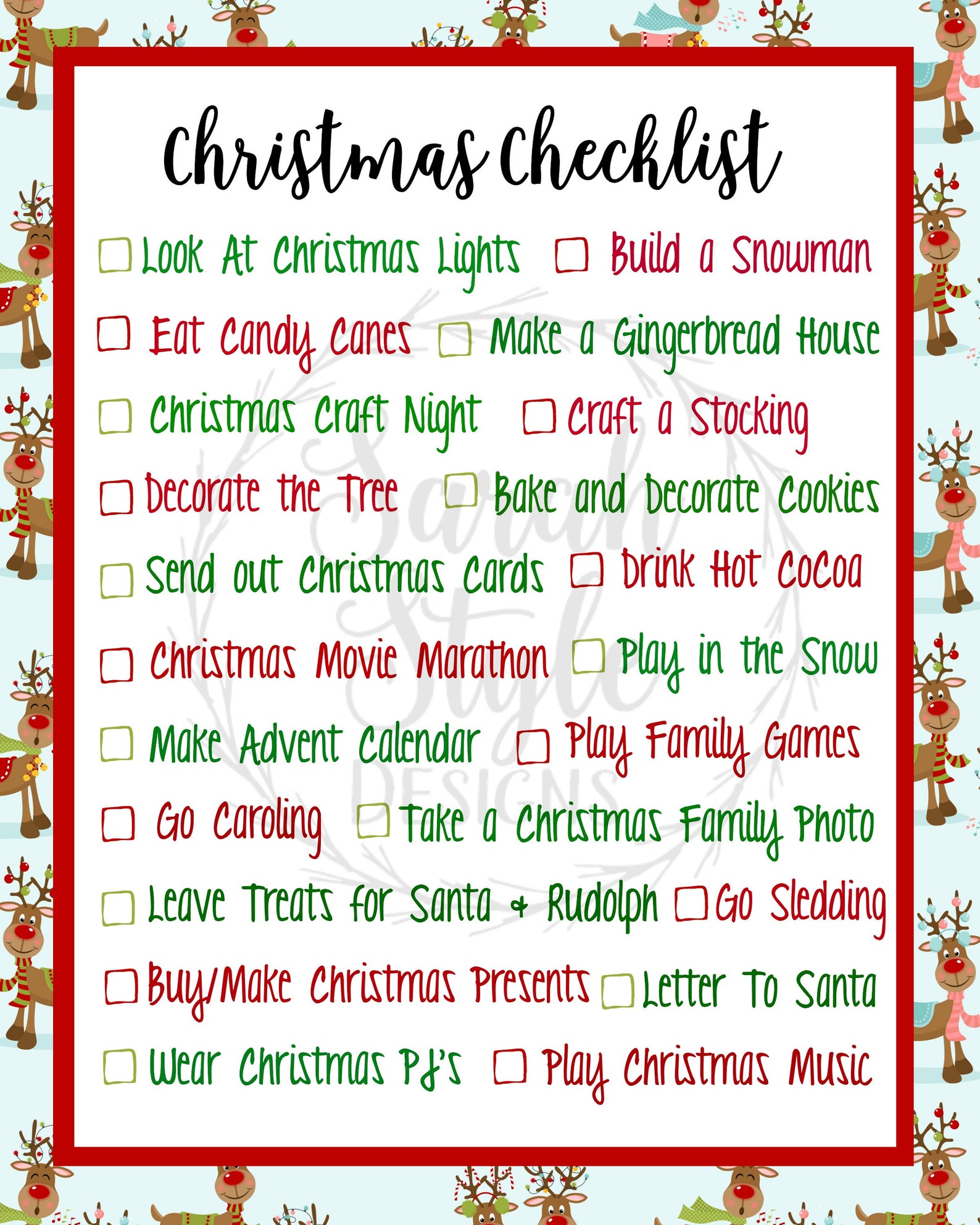 Christmas Checklist Printable Family Tradition, Digital Print, Holiday Christmas Checklist Printable Family Tradition, Digital Print, Holiday