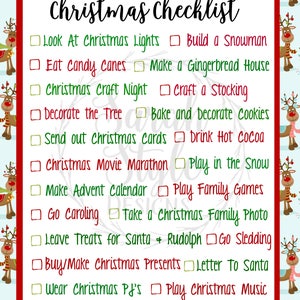 Christmas Checklist Printable - Family Tradition, Digital Print ...