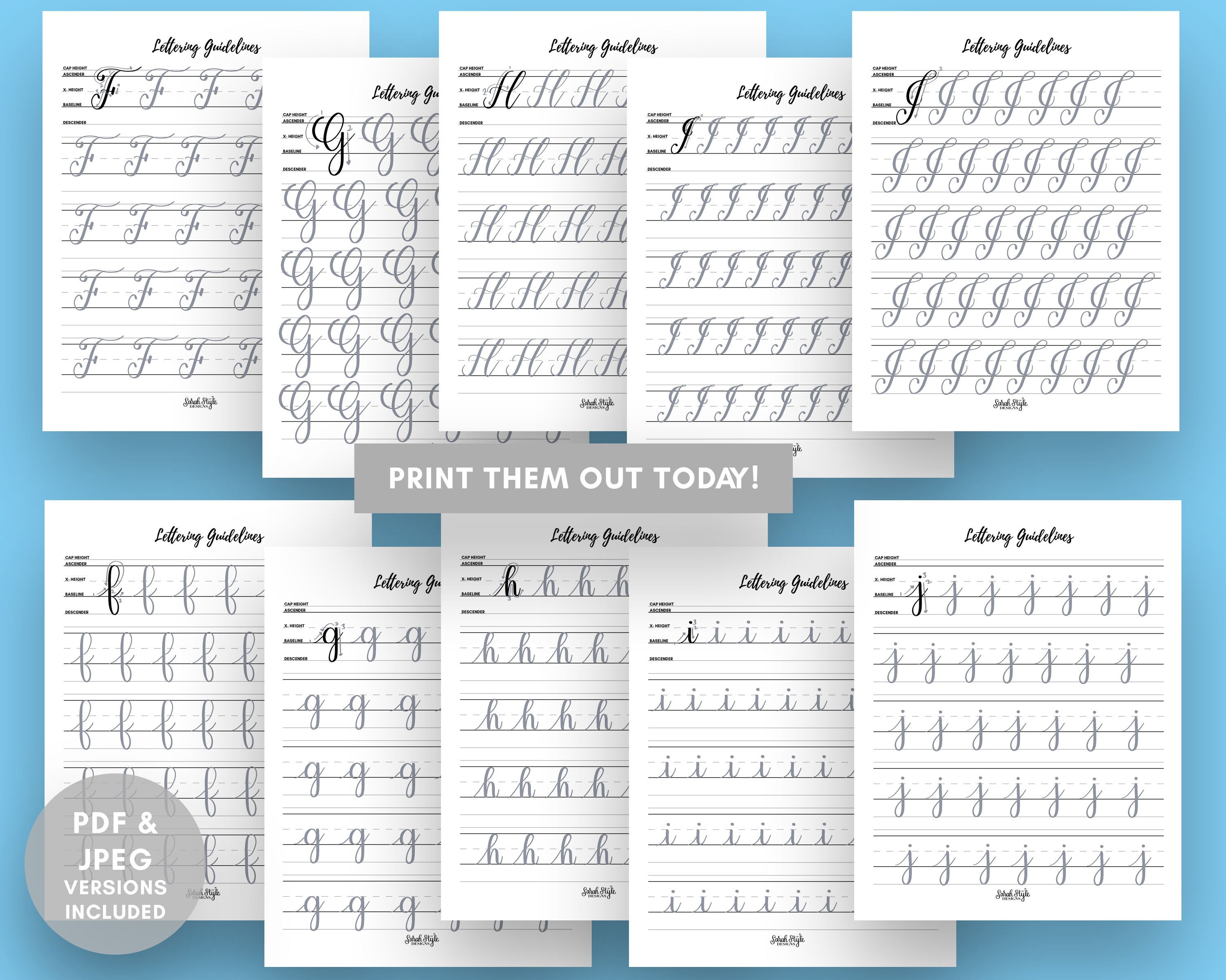 Brush Lettering Worksheets for Small Brush Pens - Calligraphy Work ...