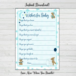 Wünsche für Baby - Junge Baby Shower Spiel - Baby Shower Aktivität - Party Aktivitäten - Sofortiger Download - Digitaler Download - BONUS SPIEL