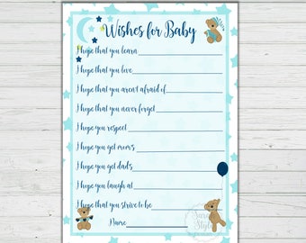 Wünsche für Baby - Junge Baby Shower Spiel - Baby Shower Aktivität - Party Aktivitäten - Sofortiger Download - Digitaler Download - BONUS SPIEL