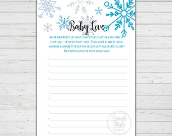 Baby Song Baby Shower Game - Winter Baby Shower Games - Snowflake Baby Shower - Instant Download - Digital Printable - BONUS GAME