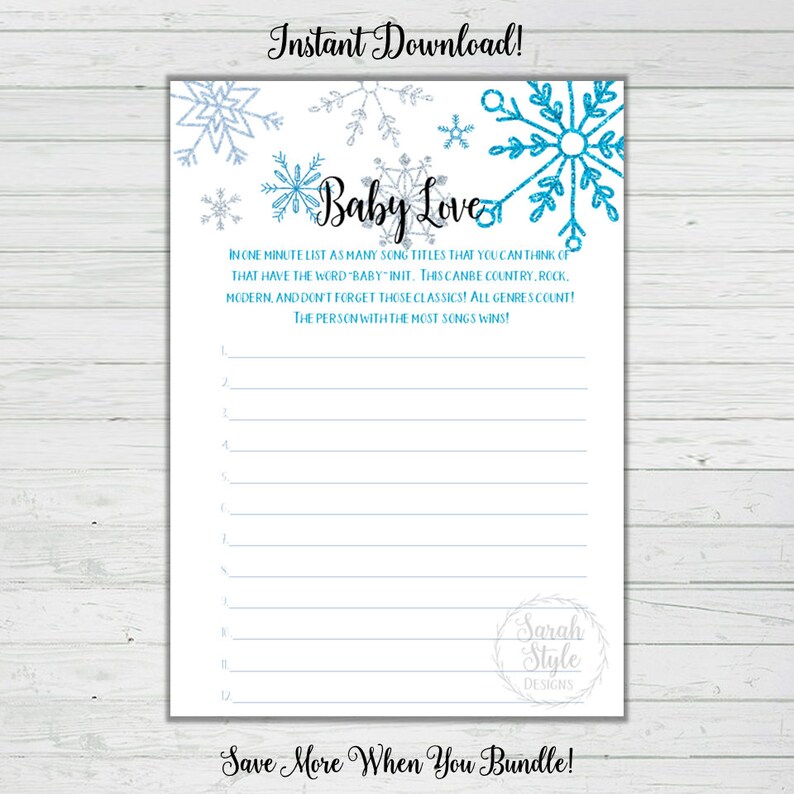 Baby Song Baby Shower Game Winter Baby Shower Games Etsy