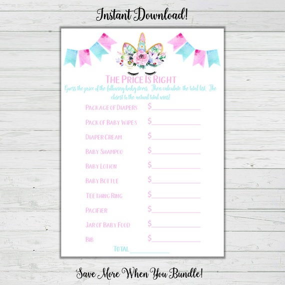 unicorn themed baby shower games