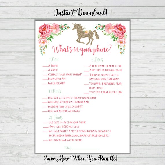 Unicorn Little one Shower Video games - Whats In just Your Cellular phone Child Shower Video game - Mint Purple Woman Kid Shower Prompt Obtain Electronic Printable Reward Match image regarding What's in Your Phone Baby Shower Game Free Printable referred to as Unicorn Little one Shower Game titles - Whats Inside of Your Mobile phone Child Shower Recreation - Mint Crimson Woman Boy or girl Shower Immediate Down load Electronic Printable Reward Activity