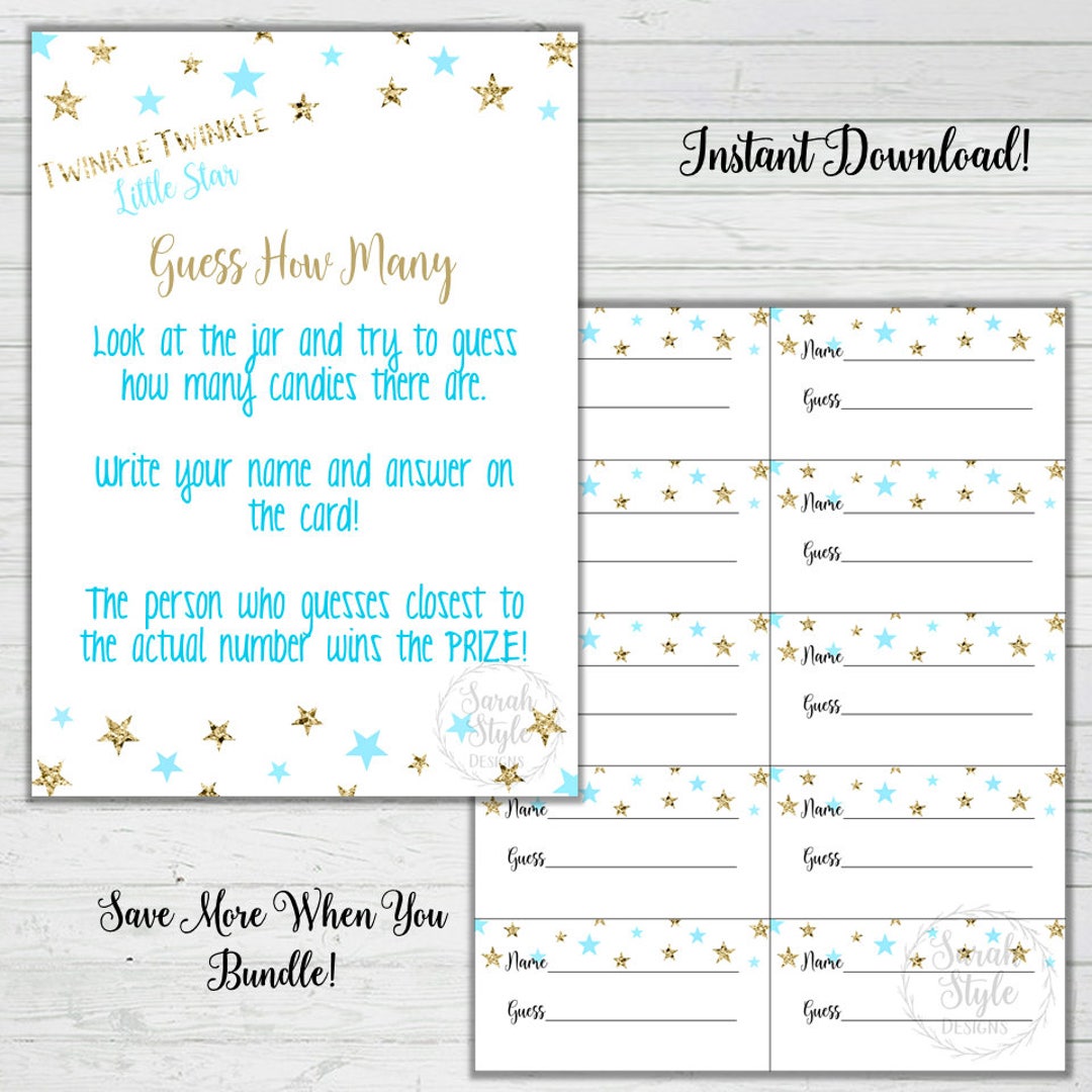 Baby Shower Candy Game Twinkle Twinkle Little Star Party Activity Blue Gold  Stars Digital Download Instant Printable Print Boy -  Canada