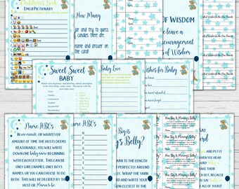 Baby Shower 9 Game Bundle - Boy Baby Shower Games - Party Pack - Game Set - Instant Download - Digital Printable - Answer Keys Set 2