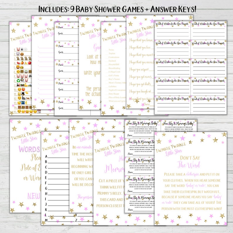 Baby Shower 9 Game Bundle Answer Keys Baby Shower Game Set Etsy Baby Shower 9 Game Bundle Answer Keys Baby Shower Game Set Etsy