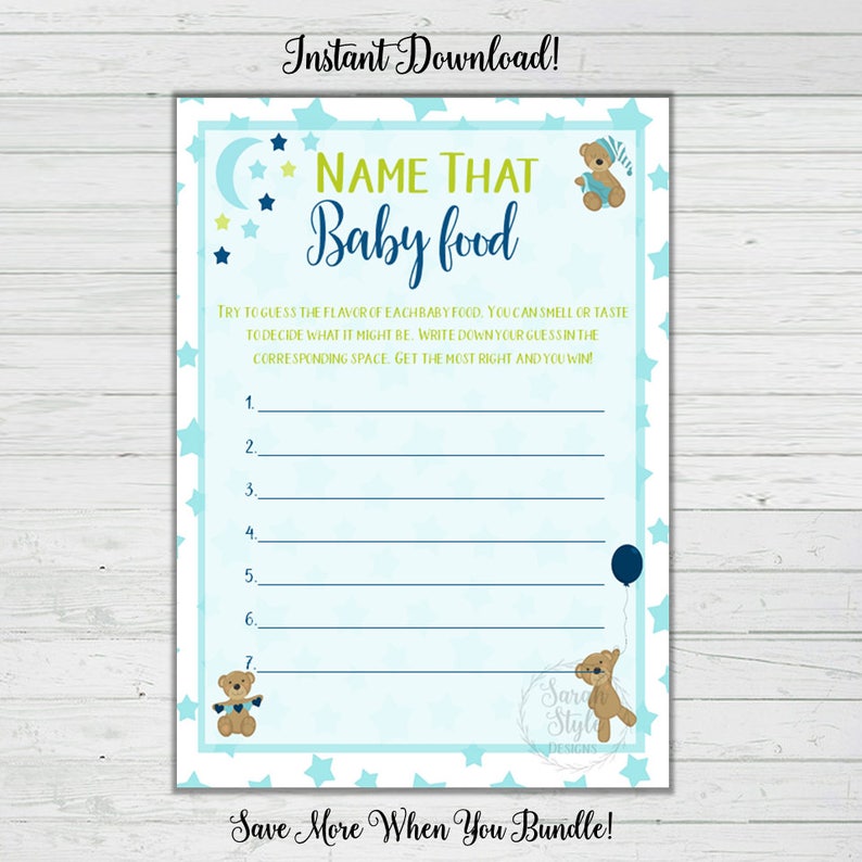 Track record That Child Foodstuff - Boy Boy or girl Shower Game titles - Blue Endure - Immediate Obtain - Electronic Printable - Reward Match - Bash Match - Celebration Sport graphic about Guess the Baby Food Game Free Printable named Reputation That Youngster Foods - Boy Child Shower Online games - Blue Endure - Immediate Down load - Electronic Printable - Reward Recreation - Bash Video game - Celebration Game