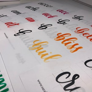 May include: A close-up of a white sheet of paper with various words written in different colors of ink. The words include "acco", "achi", "ach", "bu", "belic", "an", "an", "bliss", "co", "fulbuil", "cre", "at", "at", "f", "wwwsarabs", "em", "www.sara".