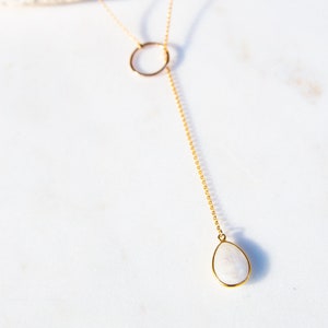 Moonstone Lariat Necklace