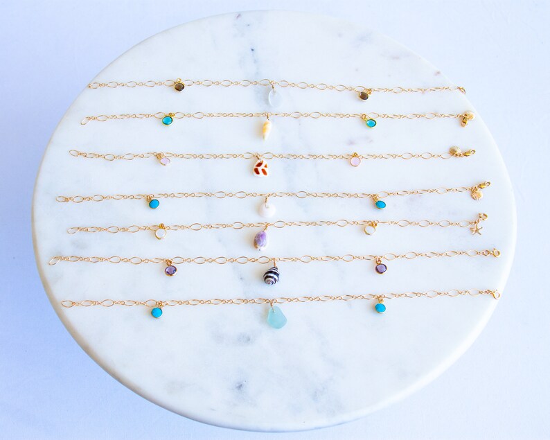 Puka Shell /& Turquoise Anklet