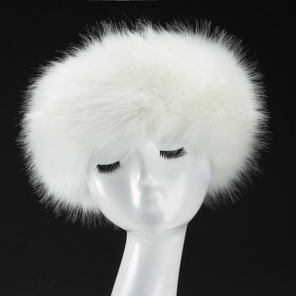 White Faux Fur Headband, Earwarmer, winter hat, hairband