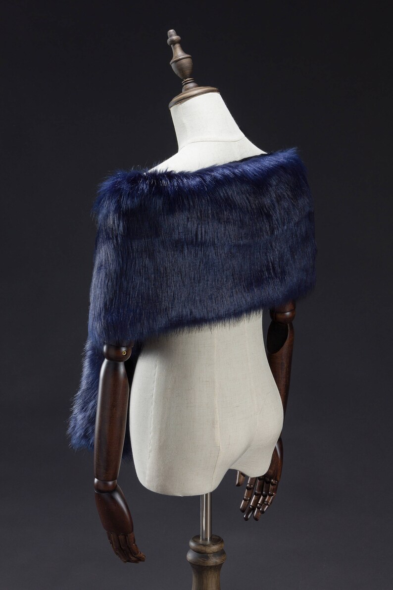Navy Faux Fur Wrap Bridal Fur Stole Fur Cape Wedding Stole Etsy