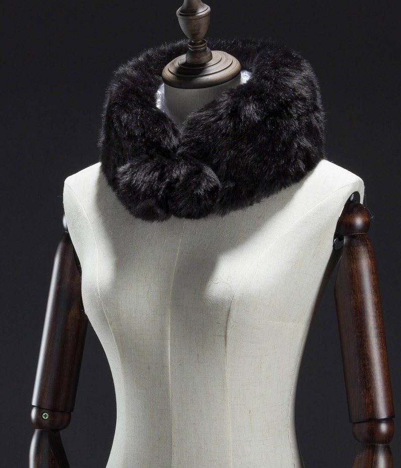 Black Faux Fur Muffler, Neck Wrap, Ball End Muffler, Faux Fur Wrap Etsy