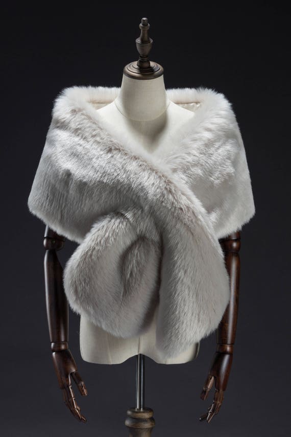 gray faux fur shawl