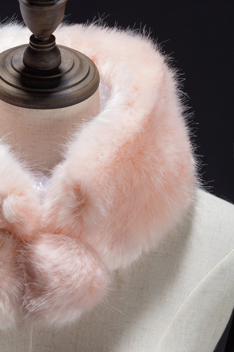 Pink Faux Fur Muffler Neck Wrap Ball End Muffler Faux Fur Etsy