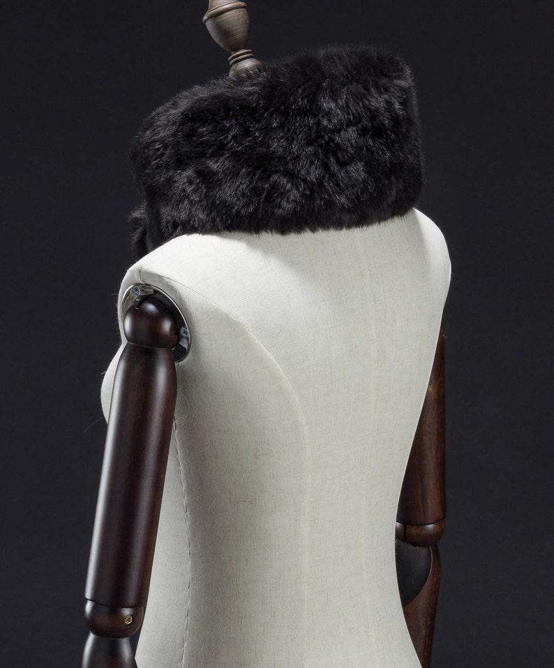 Black Faux Fur Muffler, Neck Wrap, Ball End Muffler, Faux Fur Wrap Etsy