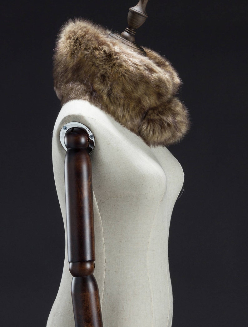 Brown Faux Fur Muffler Neck Wrap Ball End Muffler Faux Fox Etsy