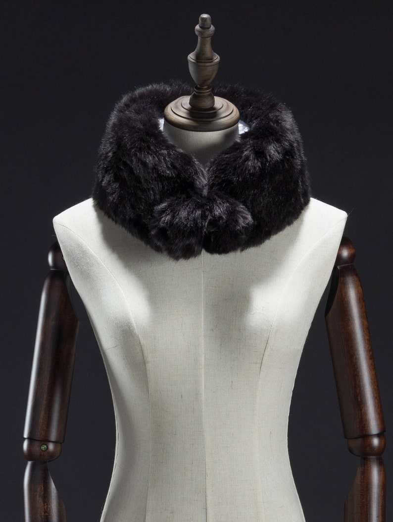 Black Faux Fur Muffler, Neck Wrap, Ball End Muffler, Faux Fur Wrap Etsy