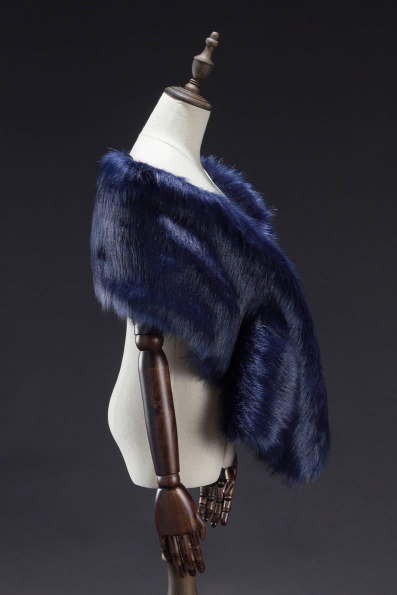 Navy Faux Fur Wrap Bridal Fur Stole Fur Cape Wedding Stole Etsy