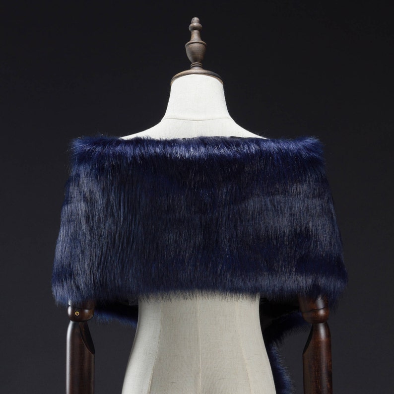 Navy Faux Fur Wrap Bridal Fur Stole Fur Cape Wedding Stole Etsy