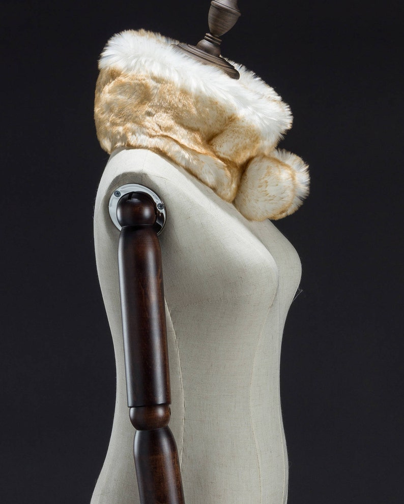 Cream Faux Fur Muffler Neck Wrap Ball End Muffler Faux Fur Etsy