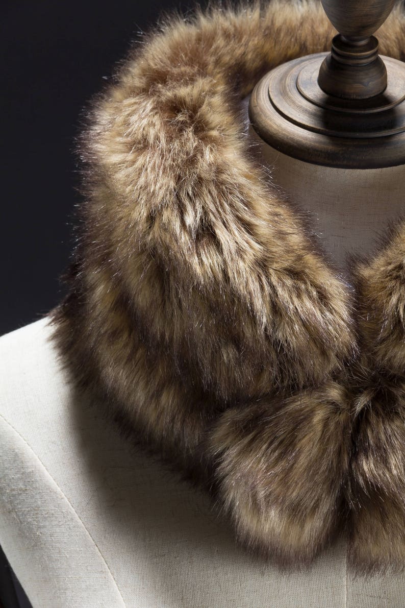 Brown Faux Fur Muffler Neck Wrap Ball End Muffler Faux Fox Etsy