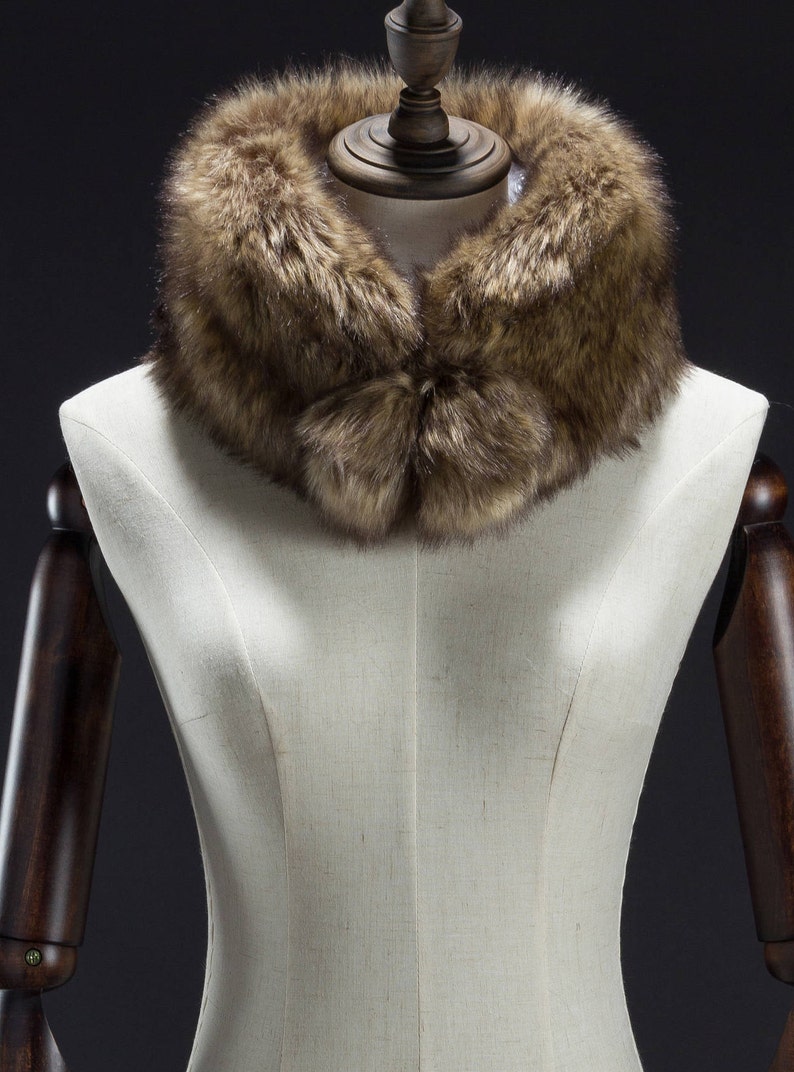 Brown Faux Fur Muffler Neck Wrap Ball End Muffler Faux Fox Etsy